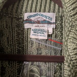 Aran Crafts Green Merino Wool Sweater
